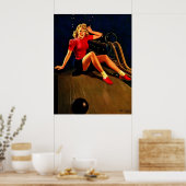  Retro Al Buell Bowling Pin-up Girl Poster (Keuken)
