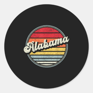 Retro Alabama Home State Cool 70s Style Sunset Man Ronde Sticker