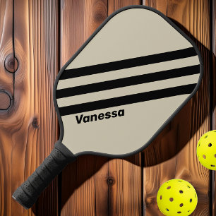 Retro Alabaster Drie Strepen met Naam Pickleball Paddle