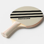 Retro Alabaster Drie strepen met naam Tafeltennisbatje (Voorkant Gekanteld)