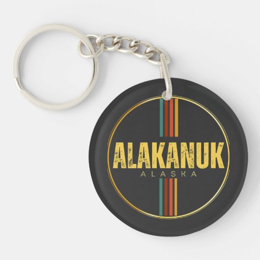 Retro Alakanuk stad Alaska staat 70s AK Sleutelhanger (Voorkant)