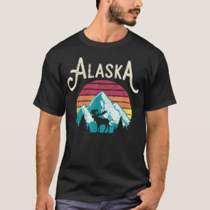 Retro Alaska, AK Juneau Bergen Wilde dieren Eland T-shirt