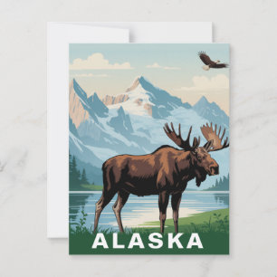 Retro Alaska Eland Berg Briefkaart