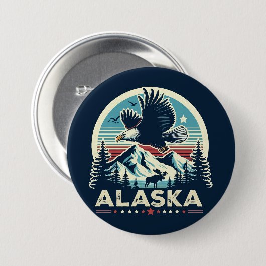 Retro Alaska Ronde Button 7,6 Cm (Voorkant /achterkant)