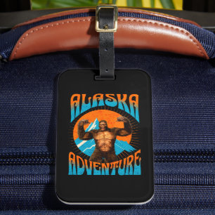 Retro Alaska Sasquatch Bergavontuur Bagagelabel