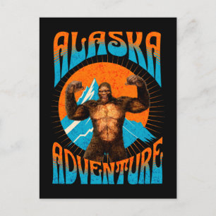 Retro Alaska Sasquatch Bergavontuur Feestdagenkaart