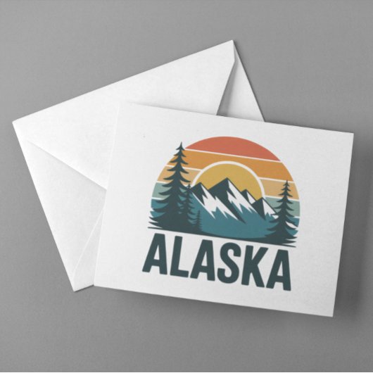 Retro Alaska Sunset Adventure Briefkaart