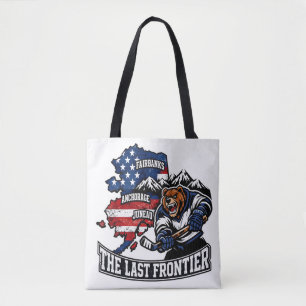 Retro Alaska The Last Frontier IJshockey Beer Kaar Draagtas