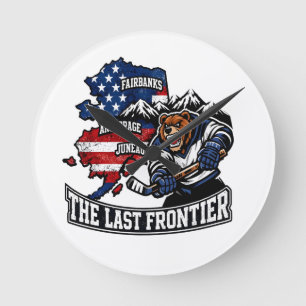 Retro Alaska The Last Frontier IJshockey Beer Kaar Ronde Klok