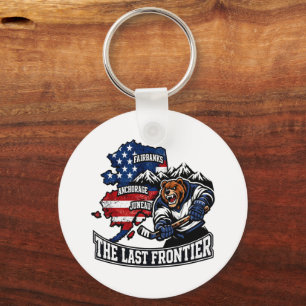 Retro Alaska The Last Frontier IJshockey Beer Kaar Sleutelhanger