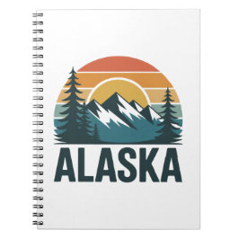Retro Alaska Zonsondergang Avontuur Notitieboek