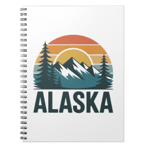 Retro Alaska Zonsondergang Avontuur Notitieboek