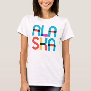 Retro Alaska Zonsondergang Kleurrijk 80s Pop Art T T-shirt