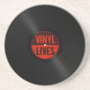 Retro Album Vinyl Lives Zandsteen Onderzetter