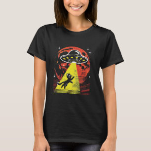 Retro Alien Beam UFO Kat Ontvoering Kosmische Ruim T-shirt