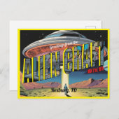 Retro Alien Craft Briefkaart (Voorkant / Achterkant)