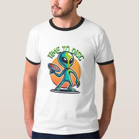 Retro Alien Disc Golf T-shirt (Voorkant)
