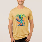 Retro Alien Disc Golf Tri-Blend Shirt (Voorkant)
