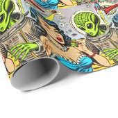 Retro Alien Science Fiction Comics Cadeaupapier (Rol Hoek)