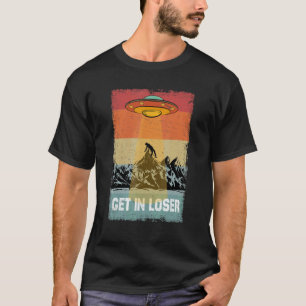 Retro Alien Space Ufo in de computer T-shirt