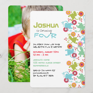 Retro Aliens Super Enfants Photo Invitation Annive