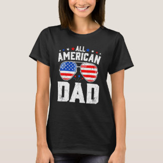 Retro Alle Amerikaanse Pap  US Flag Retro Familie T-shirt