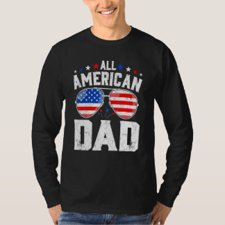Retro Alle Amerikaanse Pap  US Flag Retro Familie T-shirt