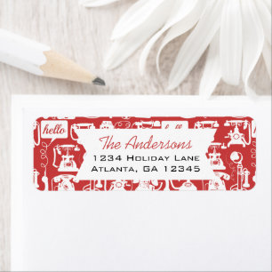 Retro Alle kleurentelefoonpatronen Etiket