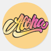 Retro ALOHA Happy cite un autocollant carré (Devant)