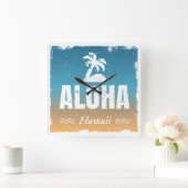 Retro Aloha Hawaii Vierkante Klok (Huis)