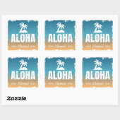Retro Aloha Hawaii Vierkante Sticker (Vel)