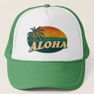 Retro Aloha Sunset – eilandvibes Trucker Pet