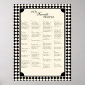 Retro Alphabetical Wedding Seating Chart Poster (Devant)