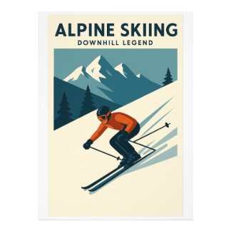 Retro Alpine Skiing Wall Art – Downhill Ski Legend Foto Afdruk