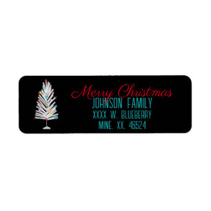 Retro Aluminium kerstboom Etiket