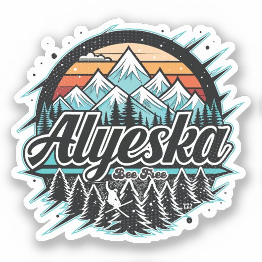 Retro Alyeska Ski Sticker (Voorkant)