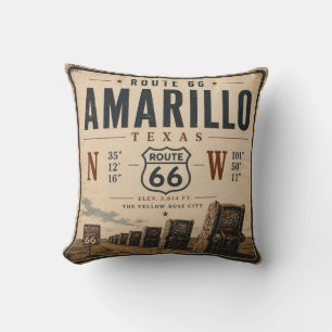 Retro Amarillo Route 66 Coördinaten Kussen
