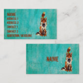 Retro Amber Fox & Owl Visitekaartje (Voorkant / Achterkant)