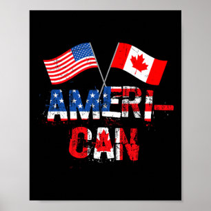 Retro Ameri-kaans Canada Usa Vlag Patriottische Ca Poster