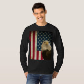 Retro American Bald Eagle USA Flag Long Hoeve T-shirt (Voorkant volledig)