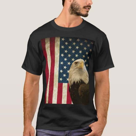 Retro American Bald Eagle USA Flag Unisex T-shirt (Voorkant)