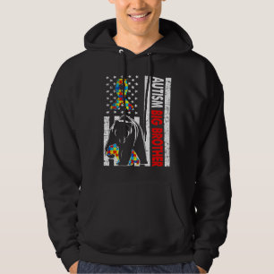 Retro American Flag Autism Big Brother Beer Awaren Hoodie