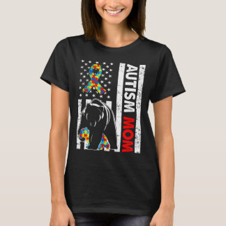 Retro American Flag Autism mama Beer Awareness Fam T-shirt
