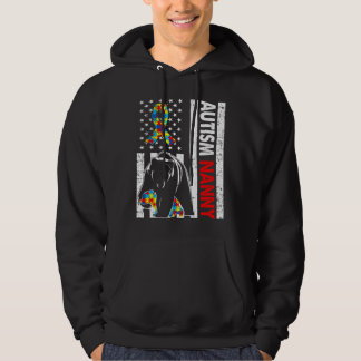 Retro American Flag Autism Nanny Beer Awareness Fa Hoodie