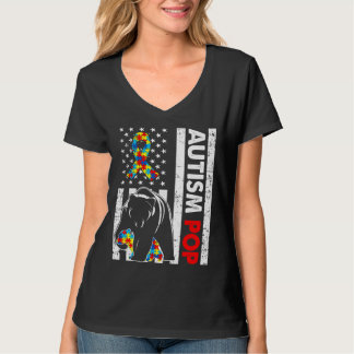 Retro American Flag Autism Pop Beer Awareness Fami T-shirt