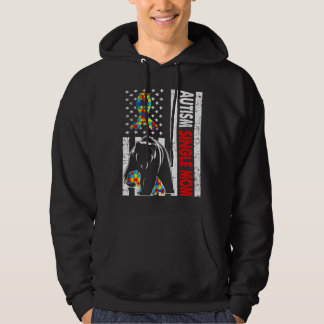 Retro American Flag Autism Single Mam Beer Awarene Hoodie