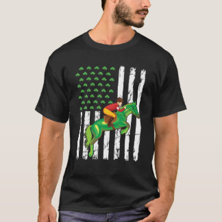 Retro American Flag Equestrian Sport St. Patrick's T-shirt
