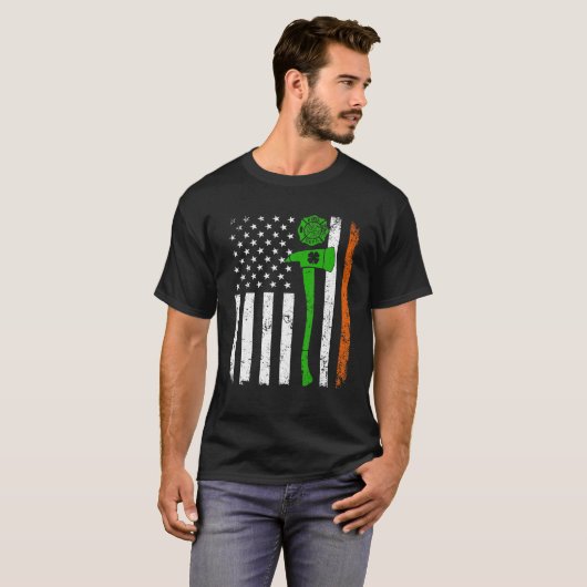 Retro American Flag Firefighter St Patricks Day Sh T-shirt (Voorkant volledig)