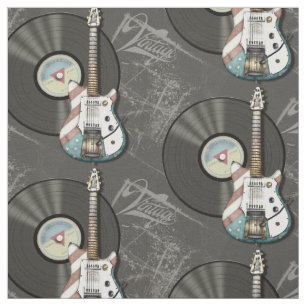 Retro American Flag Guitar and Vinyl Record Stof
