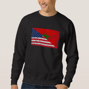 Retro American Flag & Marokko Flag Patriotic Trui